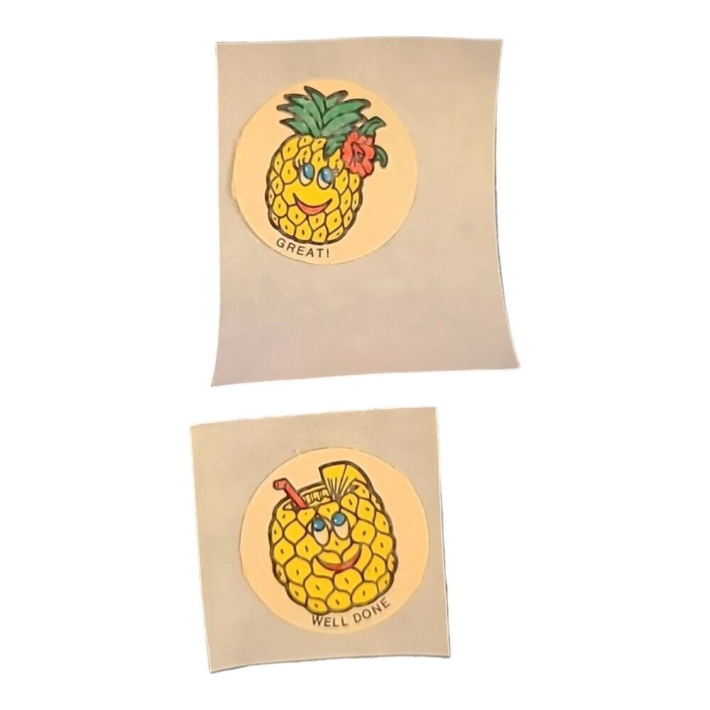 2 Vintage 80s CTP Matte Scratch & Sniff Stickers Pineapple Scent *Restored